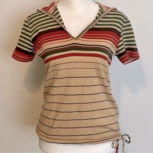 Vintage 70s striped, hooded shirt